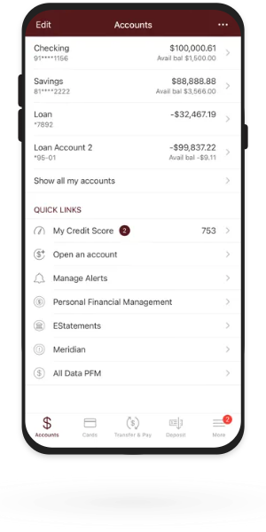 Phone with mobile banking app